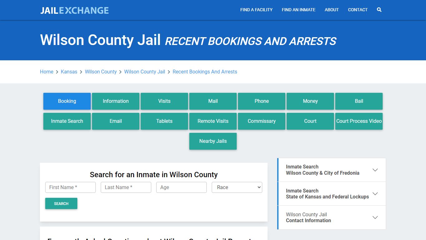 Wilson County Jail KS Recent Arrests and Bookings - Jail Exchange